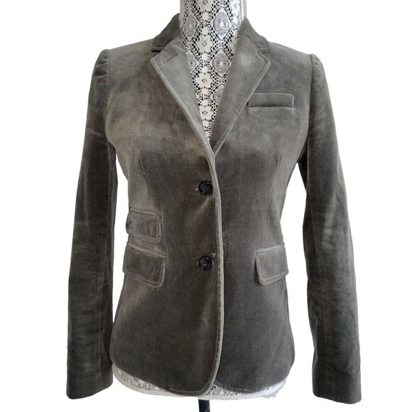J. Crew Schoolboy Sage Velvet Single Breasted 2 Button Blazer,Jacket size 2 - Picture 7 of 15